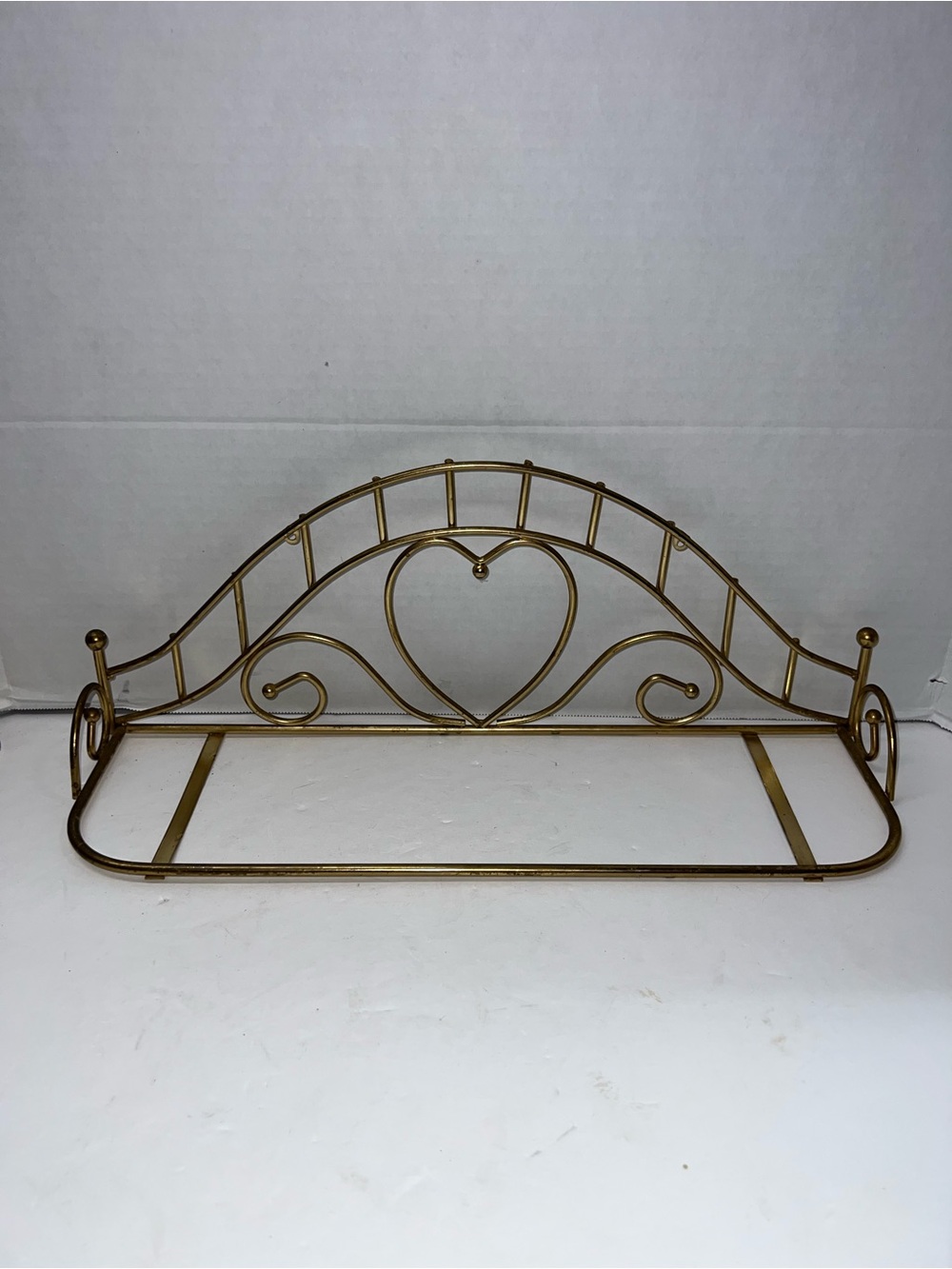Vintage Gold Metal Heart Wall Shelf Brass Cottagecore